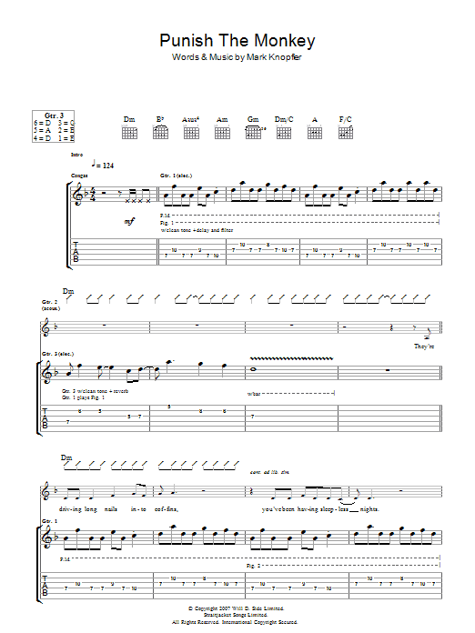 Mark Knopfler Punish The Monkey Sheet Music Notes & Chords for Guitar Tab - Download or Print PDF