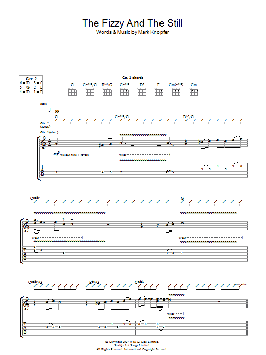 Mark Knopfler The Fizzy And The Still Sheet Music Notes & Chords for Guitar Tab - Download or Print PDF