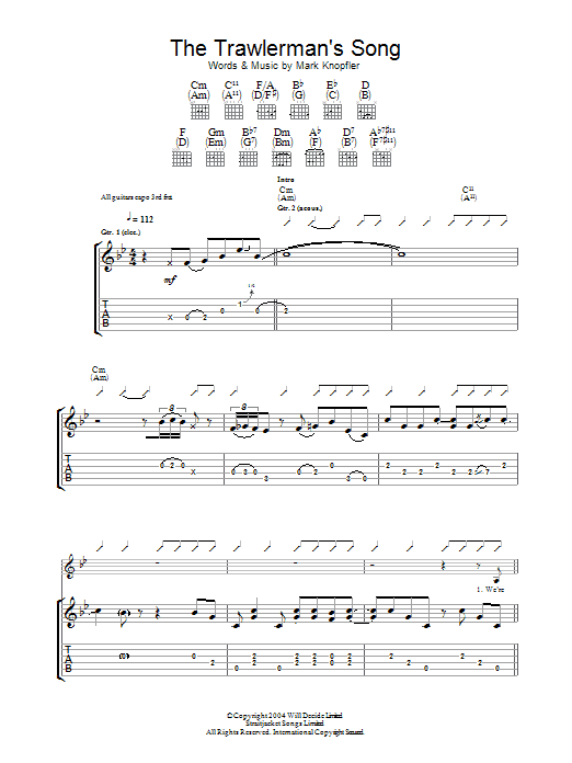 Mark Knopfler The Trawlerman's Song Sheet Music Notes & Chords for Guitar Tab - Download or Print PDF
