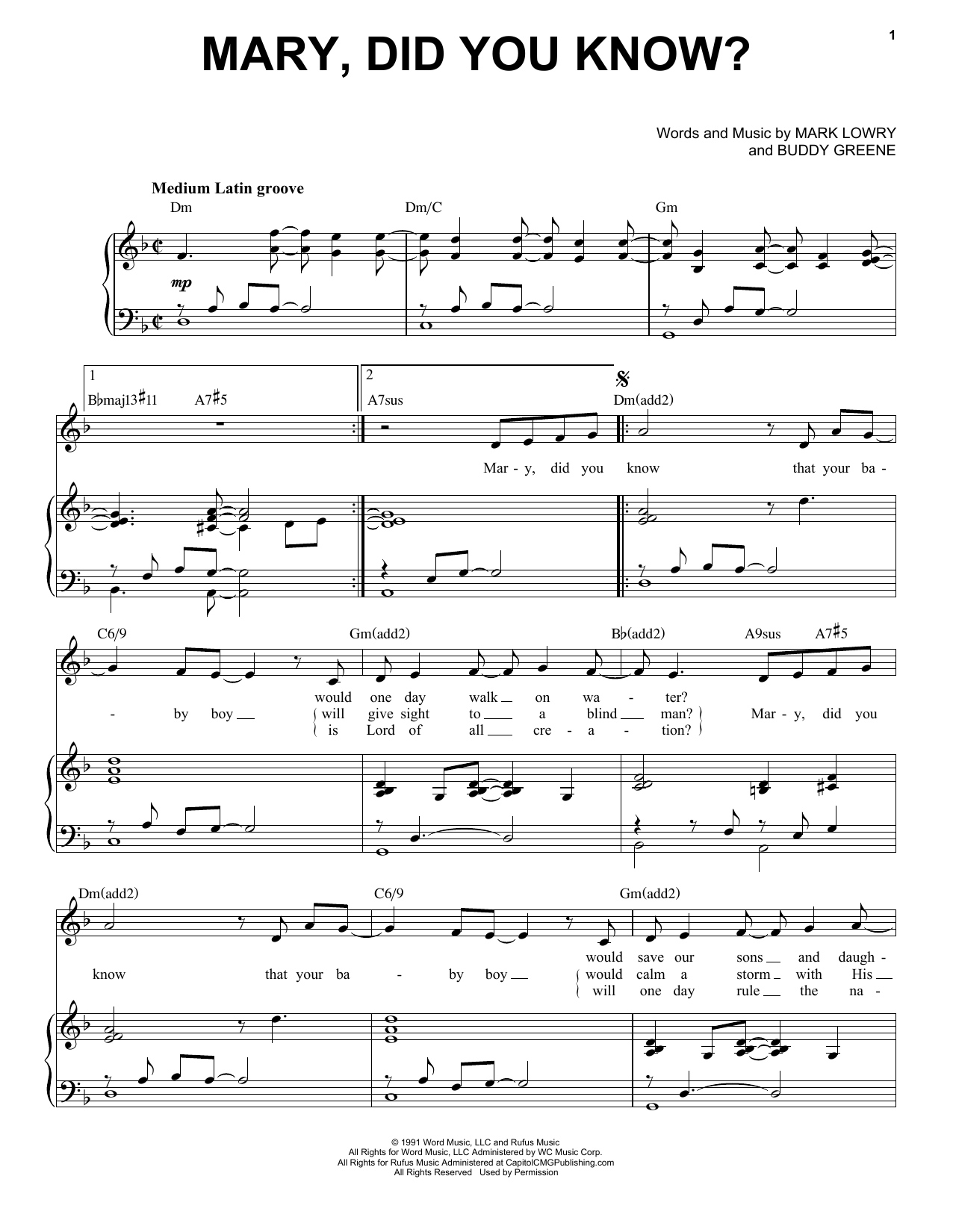 Mark Lowry & Buddy Greene Mary, Did You Know? [Jazz Version] (arr. Brent Edstrom) Sheet Music Notes & Chords for Piano & Vocal - Download or Print PDF