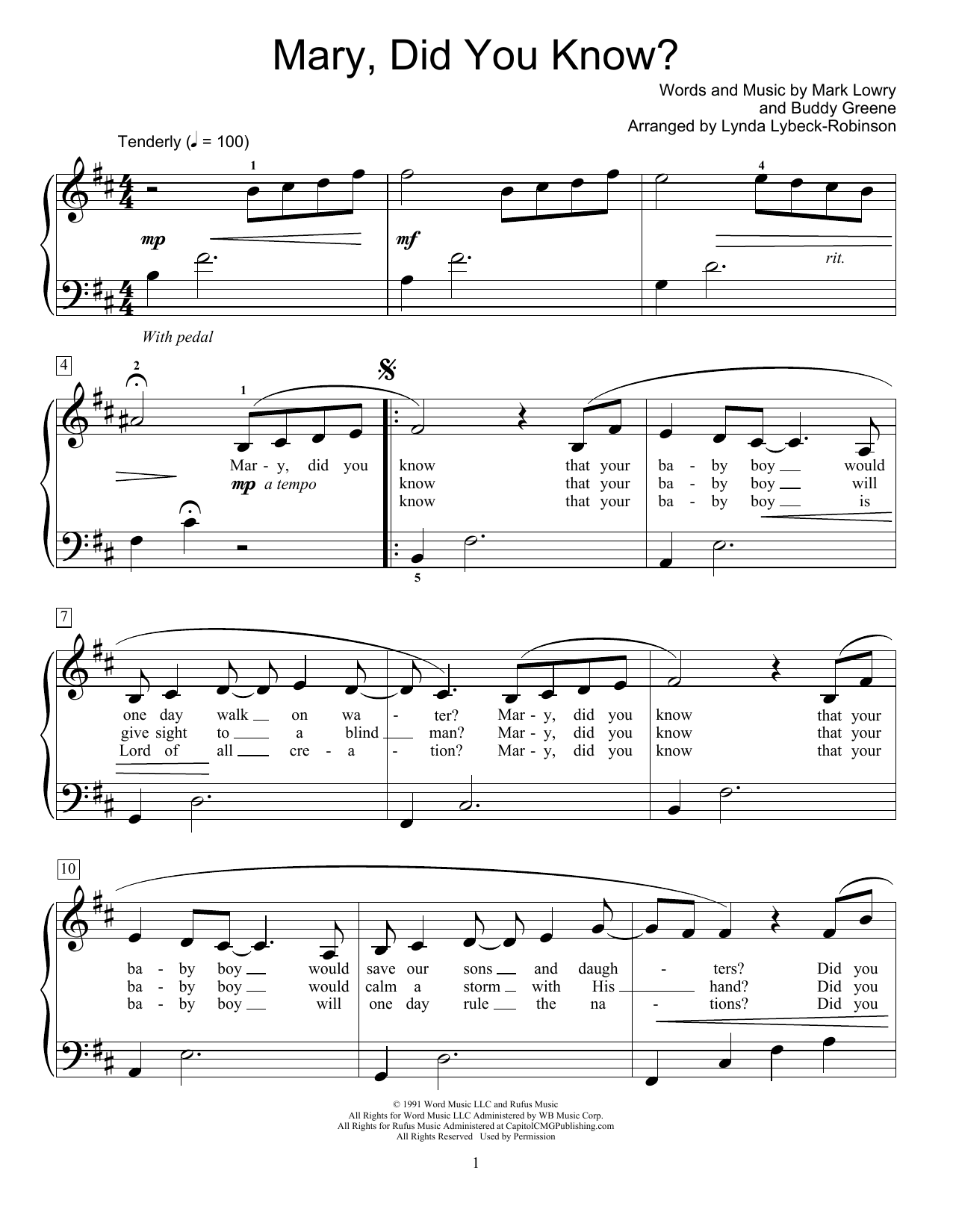 Mark Lowry Mary, Did You Know? (arr. Lynda Lybeck-Robinson) Sheet Music Notes & Chords for Educational Piano - Download or Print PDF