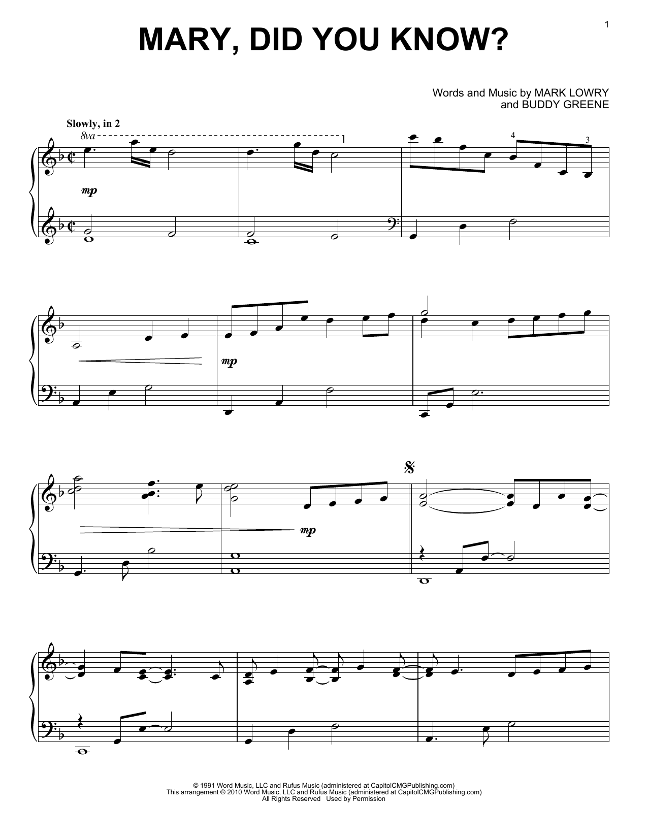 Mark Lowry Mary, Did You Know? Sheet Music Notes & Chords for Melody Line, Lyrics & Chords - Download or Print PDF