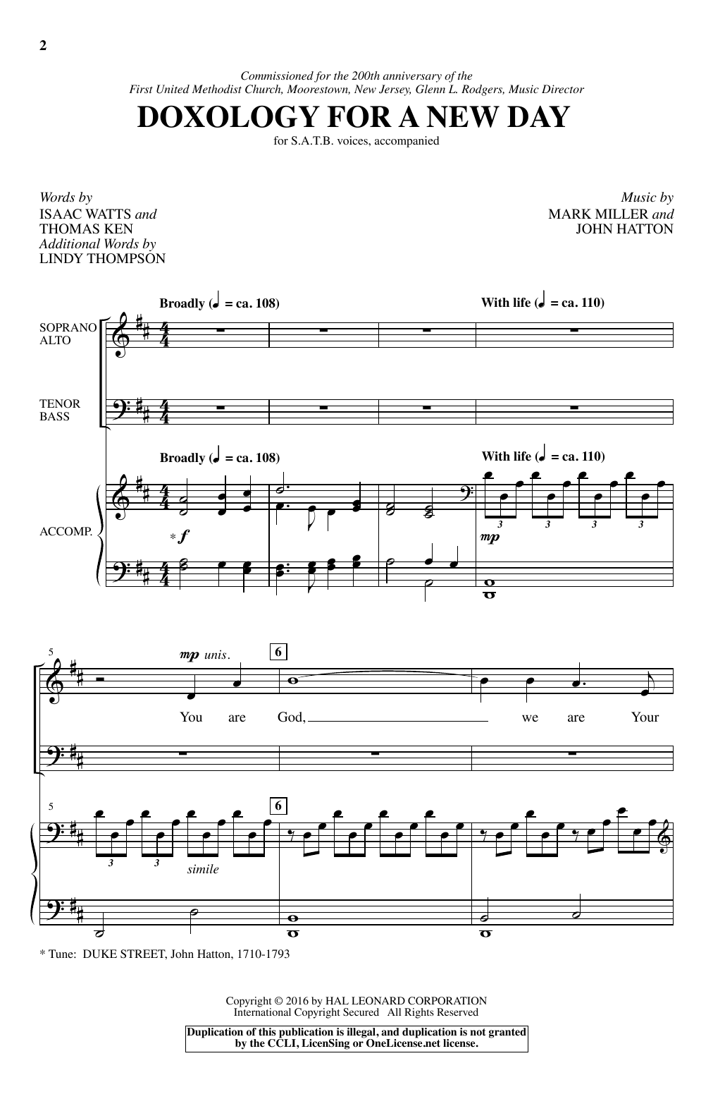 Mark Miller Doxology For A New Day Sheet Music Notes & Chords for SATB - Download or Print PDF