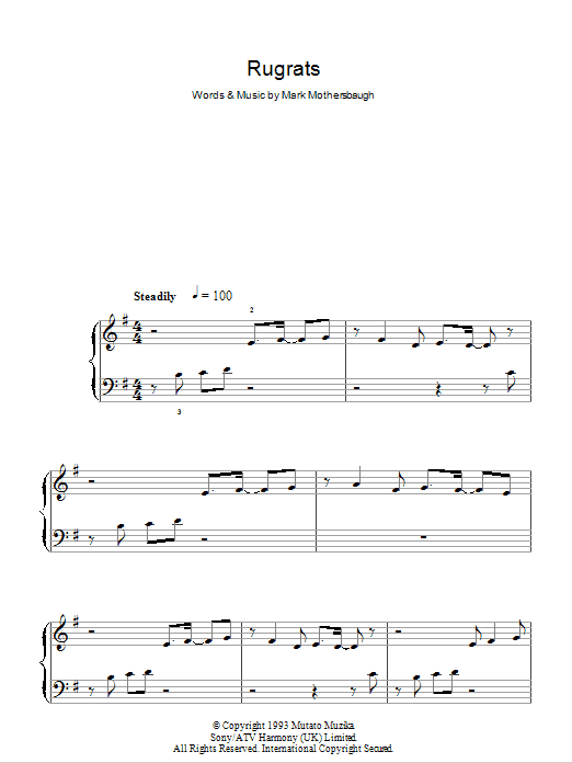 Mark Mothersbaugh Rugrats Sheet Music Notes & Chords for 5-Finger Piano - Download or Print PDF