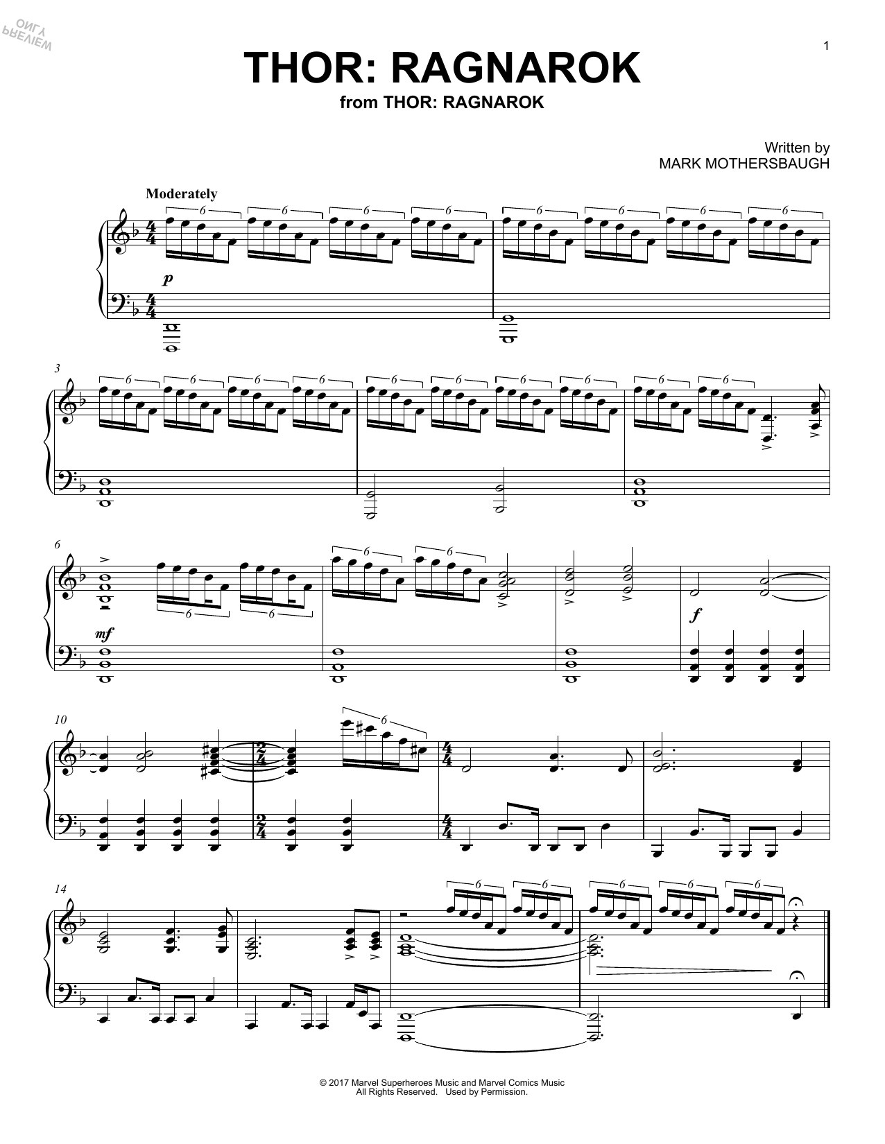 Mark Mothersbaugh Thor: Ragnarok Sheet Music Notes & Chords for Piano Solo - Download or Print PDF
