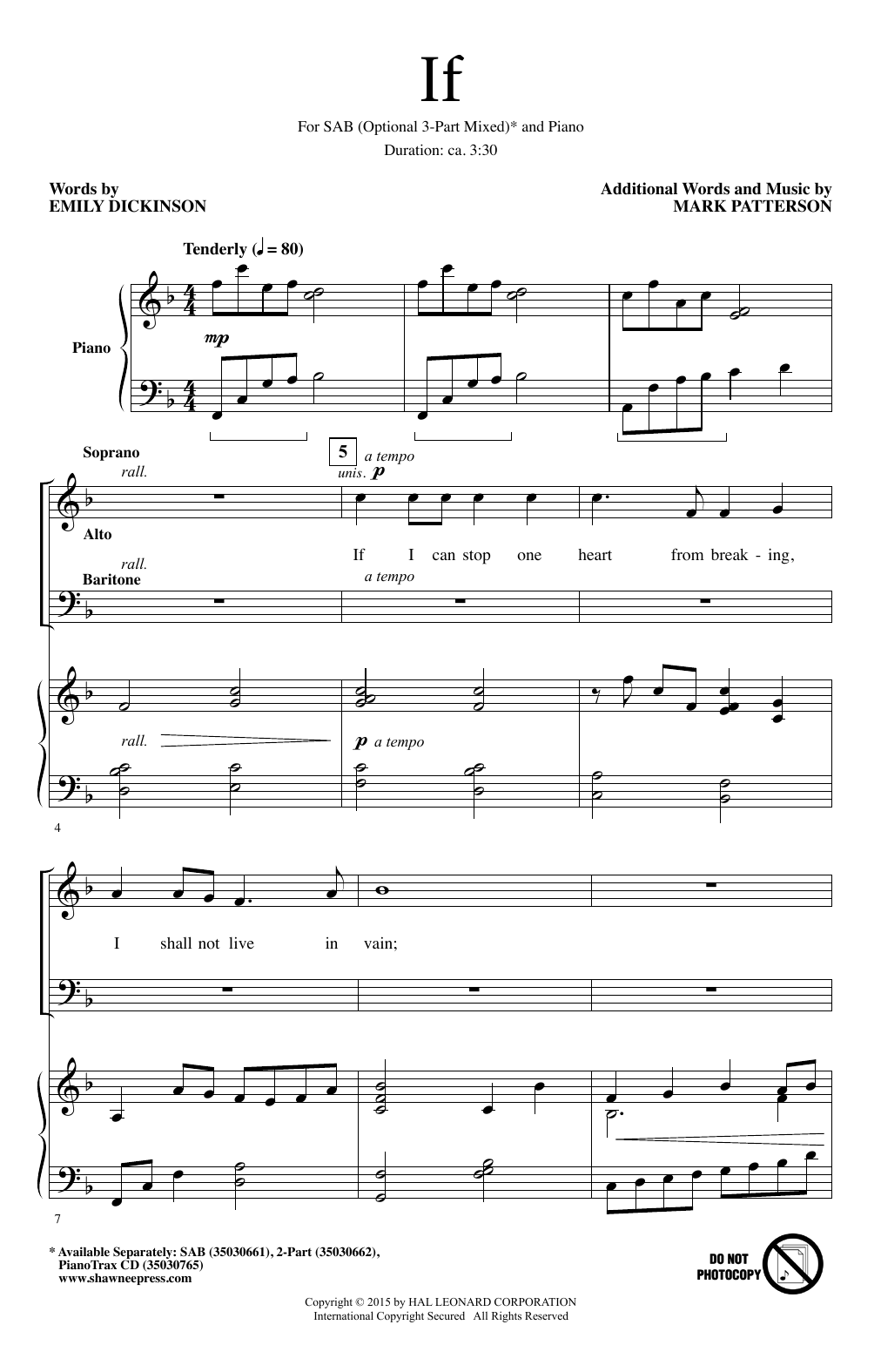 Mark Patterson If Sheet Music Notes & Chords for SAB - Download or Print PDF