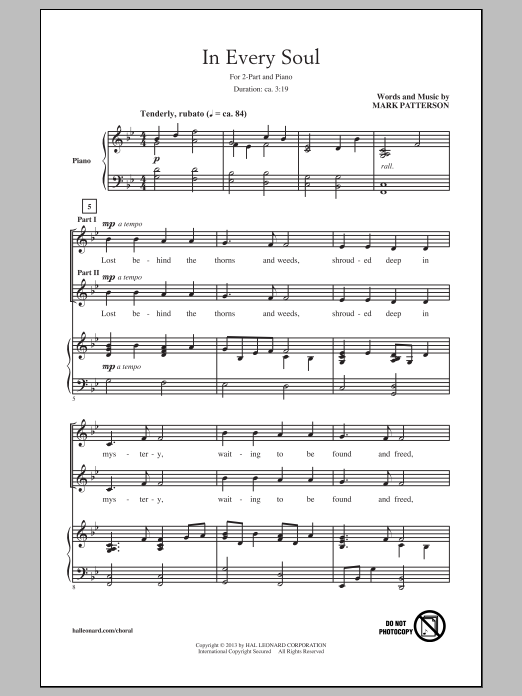 Mark Patterson In Every Soul Sheet Music Notes & Chords for 2-Part Choir - Download or Print PDF