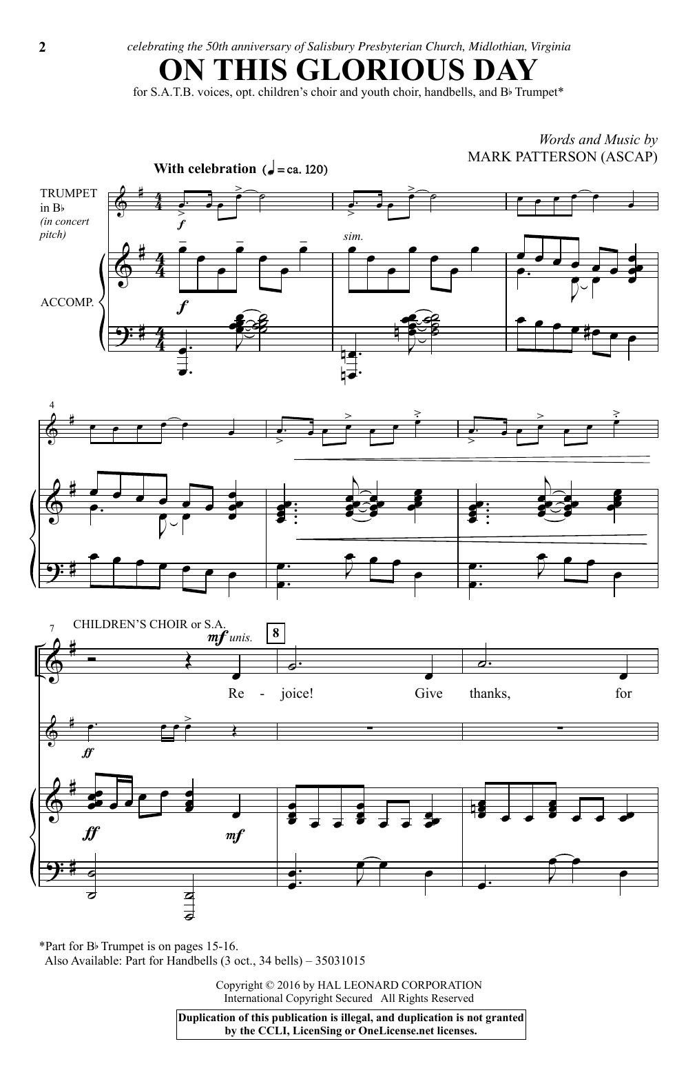 Mark Patterson On This Glorious Day Sheet Music Notes & Chords for SATB - Download or Print PDF