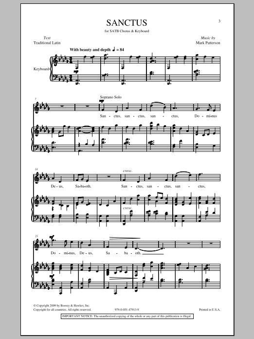Mark Patterson Sanctus Sheet Music Notes & Chords for SATB - Download or Print PDF