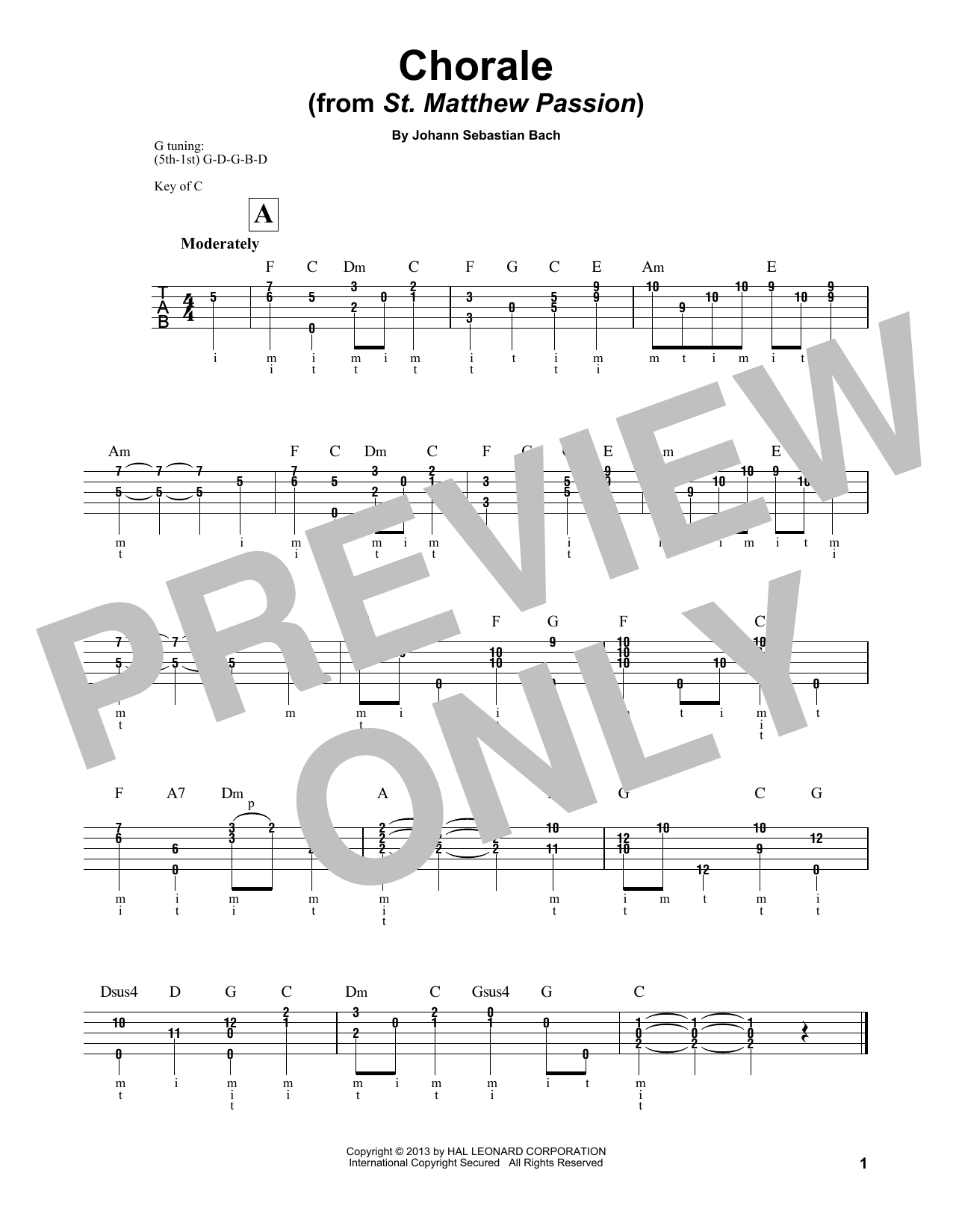 Mark Phillips Chorale Sheet Music Notes & Chords for Banjo - Download or Print PDF