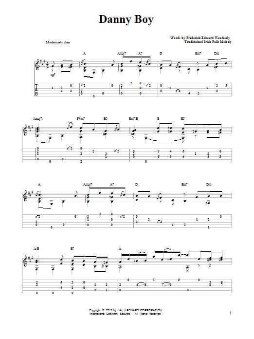 Mark Phillips Danny Boy Sheet Music Notes & Chords for Easy Guitar Tab - Download or Print PDF