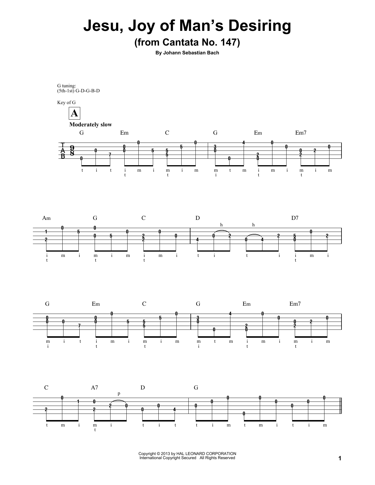 Mark Phillips Jesu, Joy Of Man's Desiring Sheet Music Notes & Chords for Banjo - Download or Print PDF