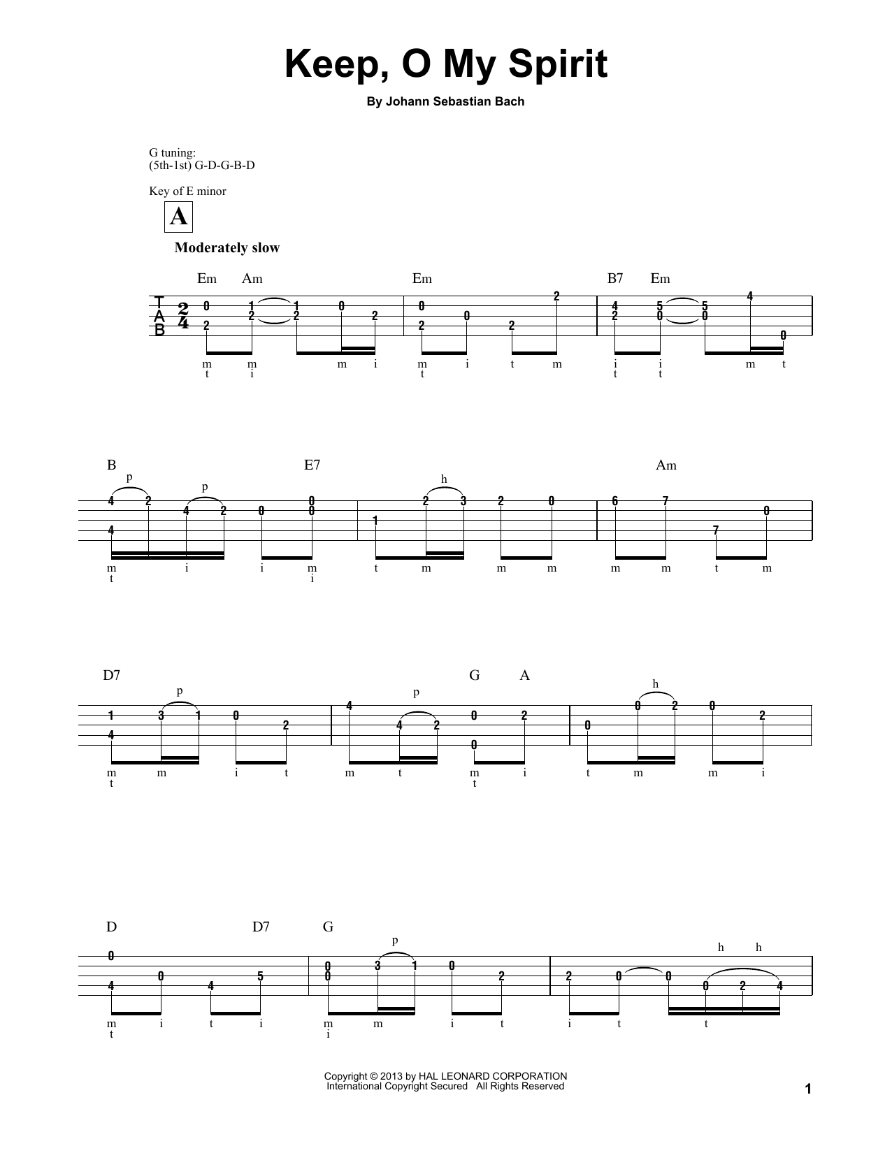Mark Phillips Keep, O My Spirit Sheet Music Notes & Chords for Banjo - Download or Print PDF