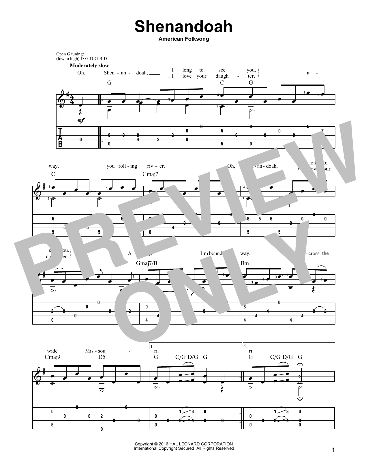 Mark Phillips Shenandoah Sheet Music Notes & Chords for Guitar Tab - Download or Print PDF