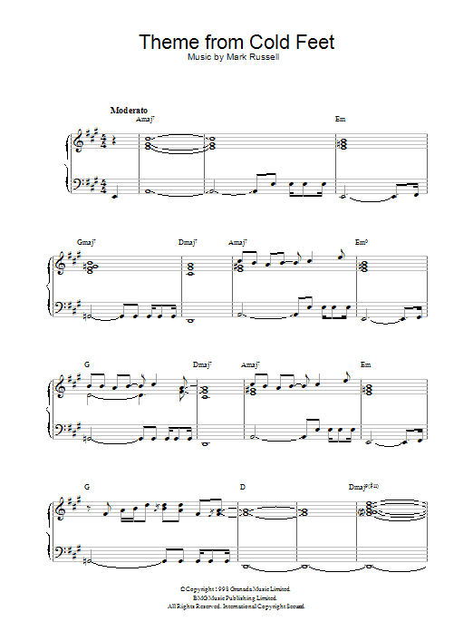 Mark Russell Theme from Cold Feet Sheet Music Notes & Chords for Piano - Download or Print PDF