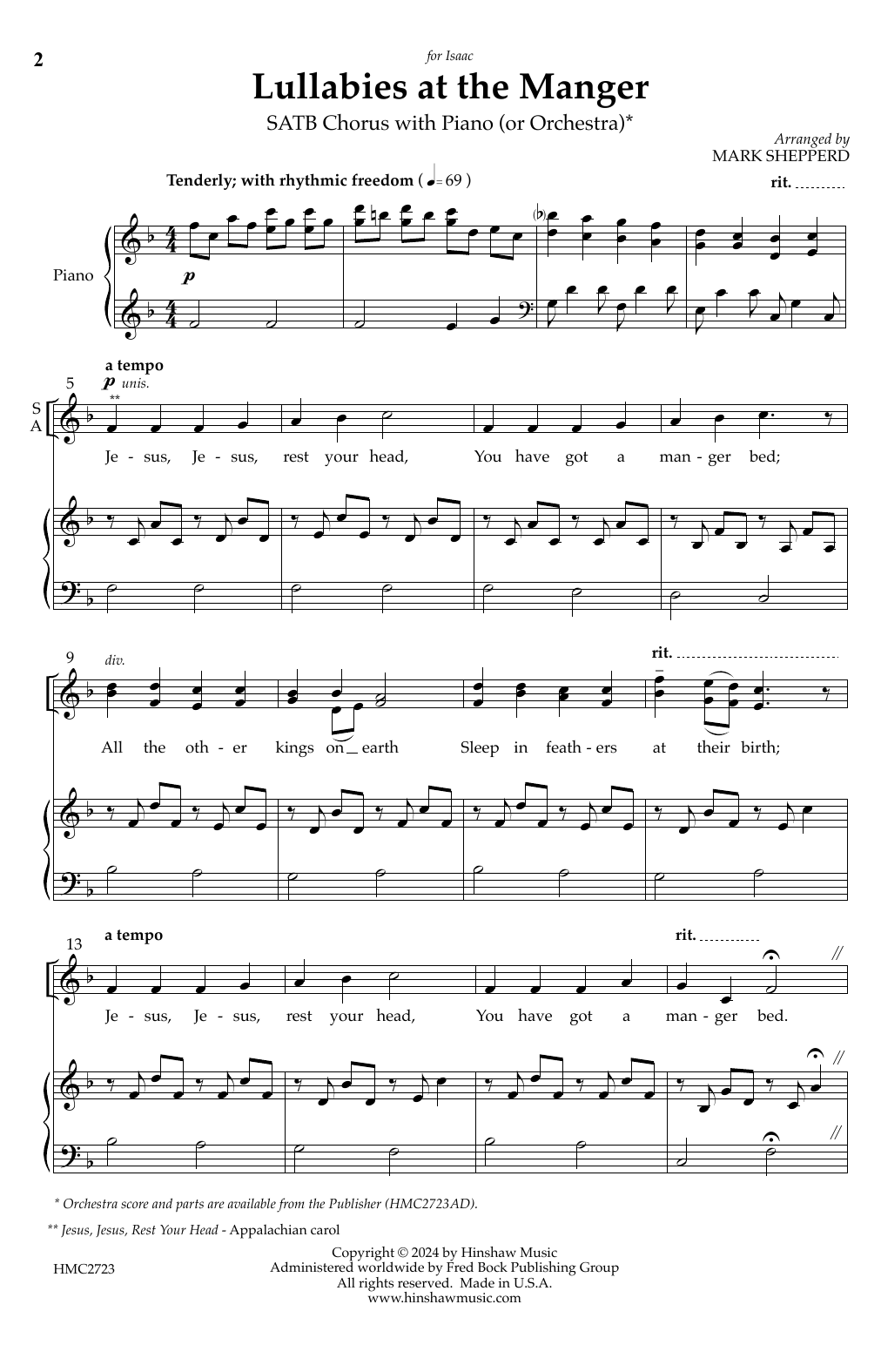 Mark Shepperd Lullabies at the Manger Sheet Music Notes & Chords for SATB Choir - Download or Print PDF