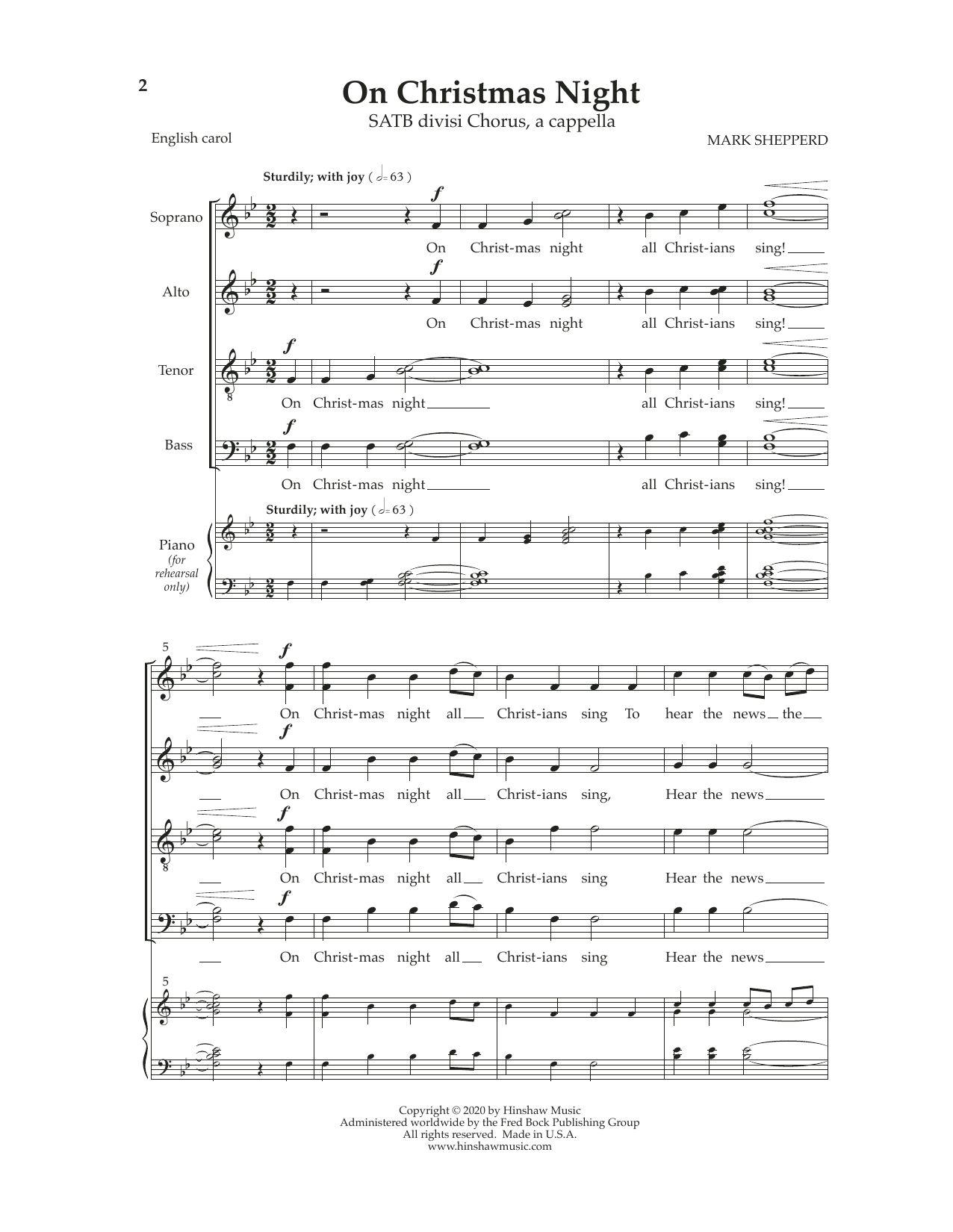 Mark Shepperd On Christmas Night Sheet Music Notes & Chords for SATB Choir - Download or Print PDF