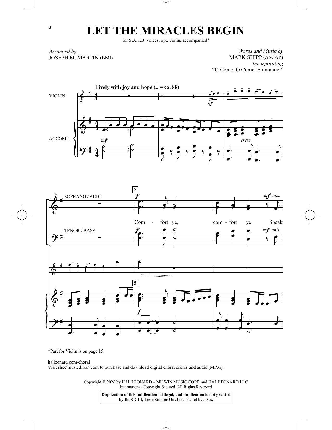 Mark Shipp Let The Miracles Begin (arr. Joseph M. Martin) Sheet Music Notes & Chords for SATB Choir - Download or Print PDF