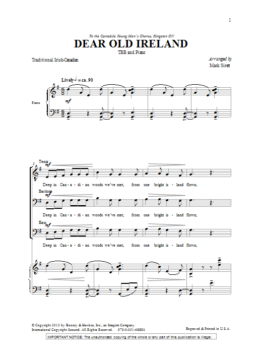 Mark Sirett Dear Old Ireland Sheet Music Notes & Chords for TBB - Download or Print PDF