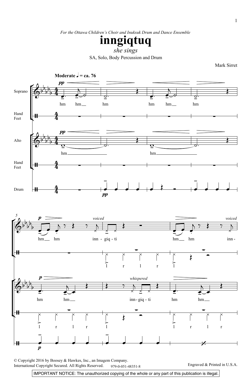 Mark Sirett Inngiqtuq Sheet Music Notes & Chords for 2-Part Choir - Download or Print PDF