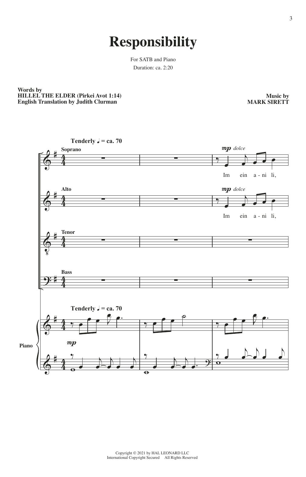 Mark Sirett Responsibility Sheet Music Notes & Chords for SATB Choir - Download or Print PDF