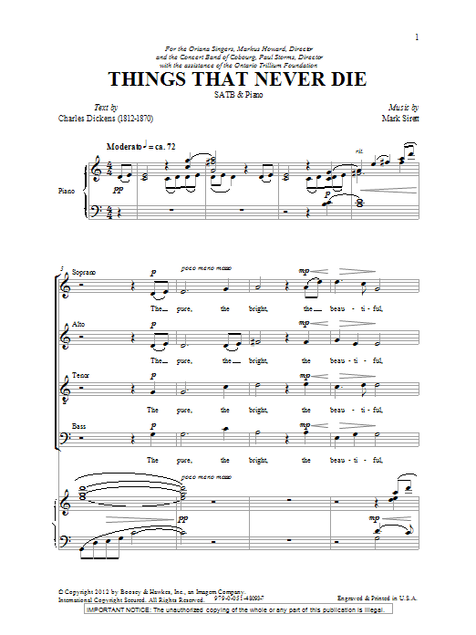 Mark Sirett Things That Never Die Sheet Music Notes & Chords for SATB - Download or Print PDF