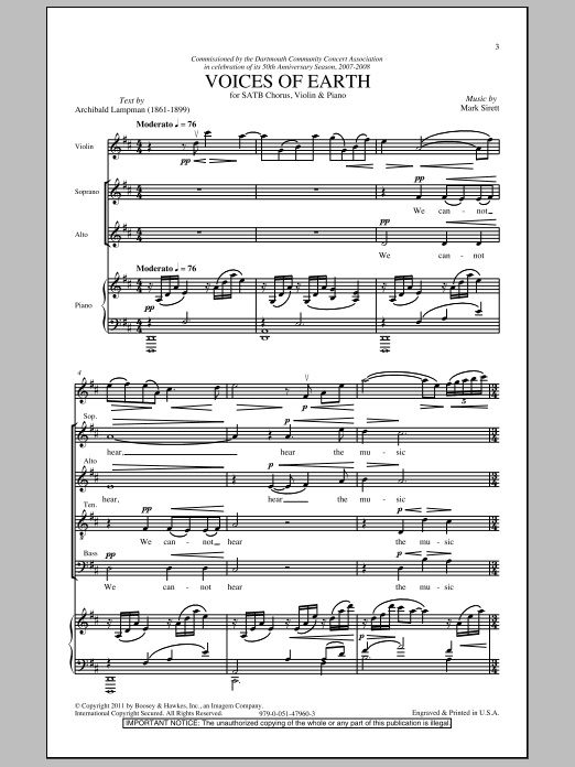 Mark Sirett Voices Of Earth Sheet Music Notes & Chords for SATB - Download or Print PDF