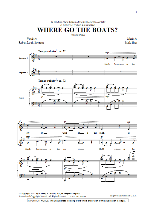 Mark Sirett Where Go The Boats Sheet Music Notes & Chords for 2-Part Choir - Download or Print PDF