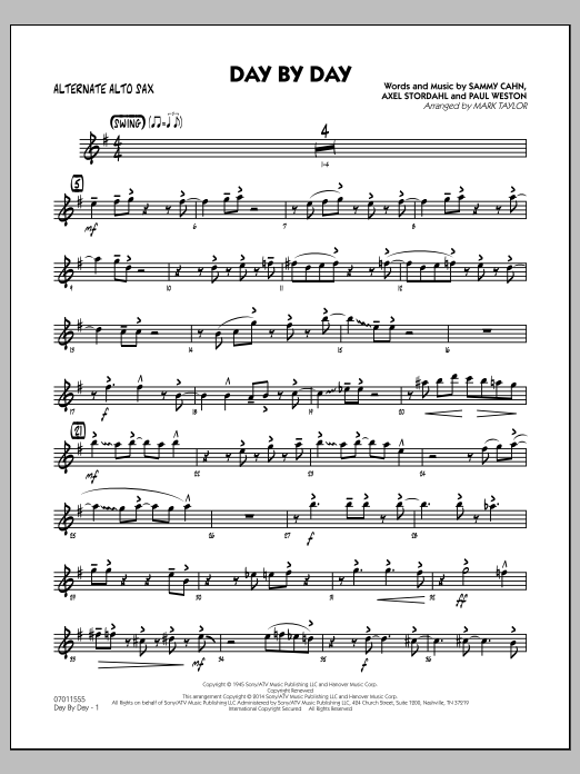 Mark Taylor Day by Day - Alternate Alto Sax Sheet Music Notes & Chords for Jazz Ensemble - Download or Print PDF