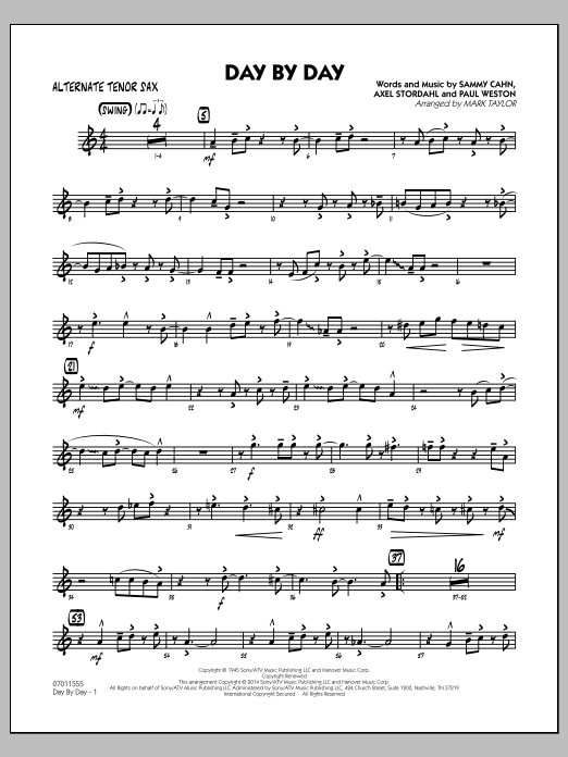 Mark Taylor Day by Day - Alternate Tenor Sax Sheet Music Notes & Chords for Jazz Ensemble - Download or Print PDF