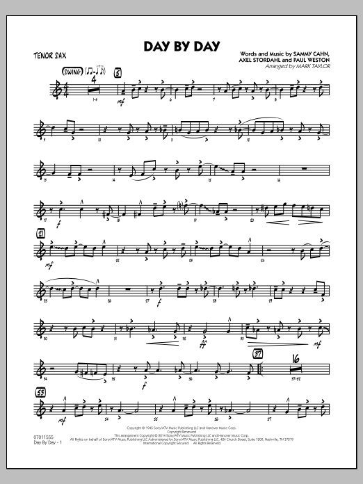 Mark Taylor Day by Day - Tenor Sax Sheet Music Notes & Chords for Jazz Ensemble - Download or Print PDF