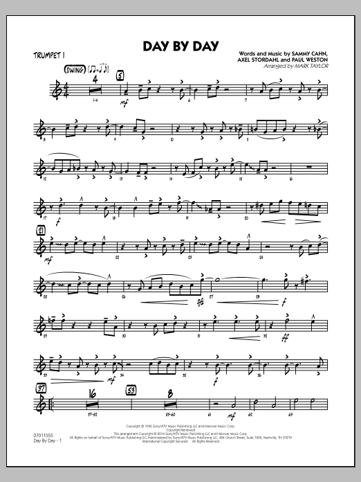 Mark Taylor Day by Day - Trumpet 1 Sheet Music Notes & Chords for Jazz Ensemble - Download or Print PDF