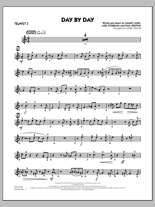 Mark Taylor Day by Day - Trumpet 2 Sheet Music Notes & Chords for Jazz Ensemble - Download or Print PDF
