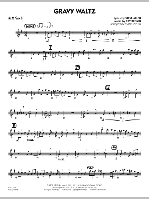 Mark Taylor Gravy Waltz - Alto Sax 2 Sheet Music Notes & Chords for Jazz Ensemble - Download or Print PDF