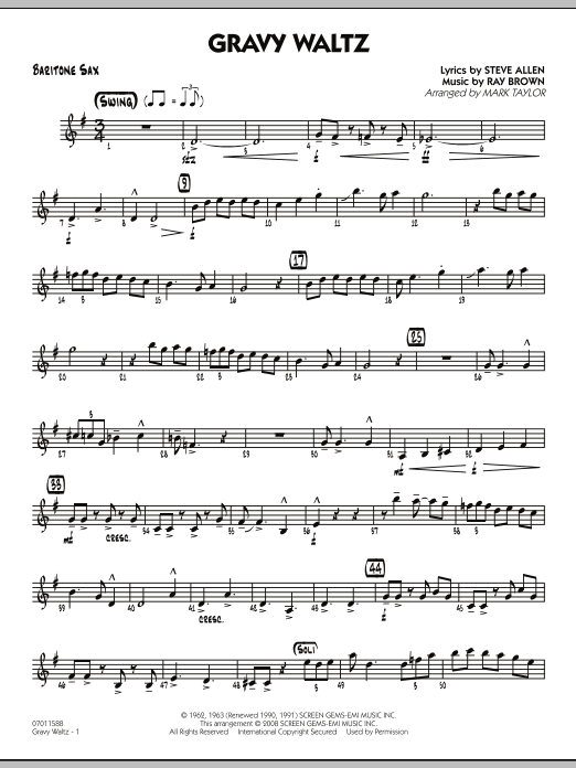 Mark Taylor Gravy Waltz - Baritone Sax Sheet Music Notes & Chords for Jazz Ensemble - Download or Print PDF