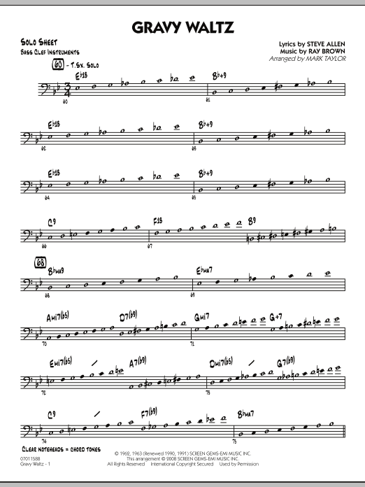 Mark Taylor Gravy Waltz - Bass Clef Solo Sheet Sheet Music Notes & Chords for Jazz Ensemble - Download or Print PDF