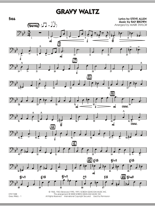 Mark Taylor Gravy Waltz - Bass Sheet Music Notes & Chords for Jazz Ensemble - Download or Print PDF