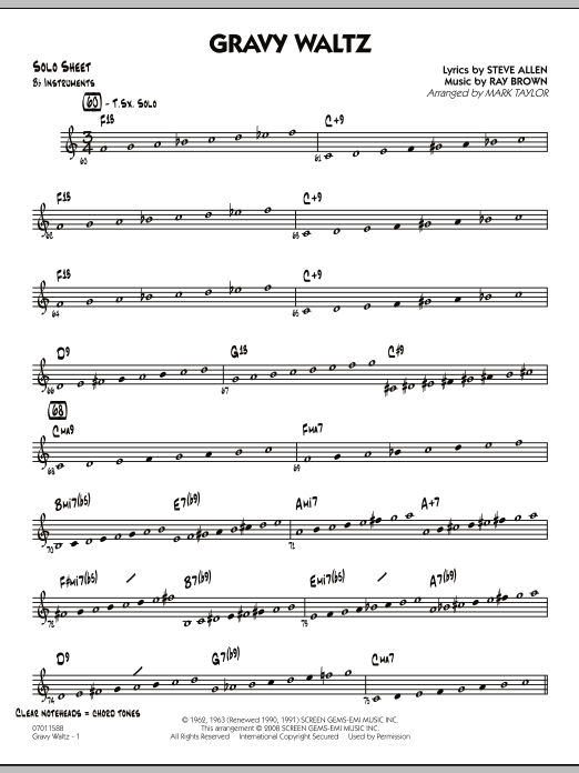 Mark Taylor Gravy Waltz - Bb Solo Sheet Sheet Music Notes & Chords for Jazz Ensemble - Download or Print PDF