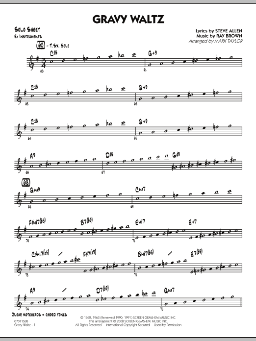 Mark Taylor Gravy Waltz - Eb Solo Sheet Sheet Music Notes & Chords for Jazz Ensemble - Download or Print PDF