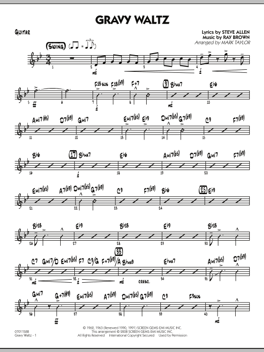 Mark Taylor Gravy Waltz - Guitar Sheet Music Notes & Chords for Jazz Ensemble - Download or Print PDF