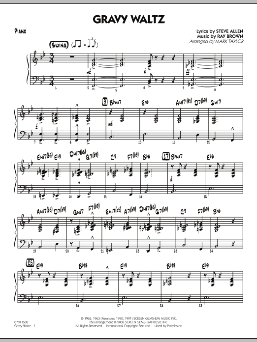 Mark Taylor Gravy Waltz - Piano Sheet Music Notes & Chords for Jazz Ensemble - Download or Print PDF