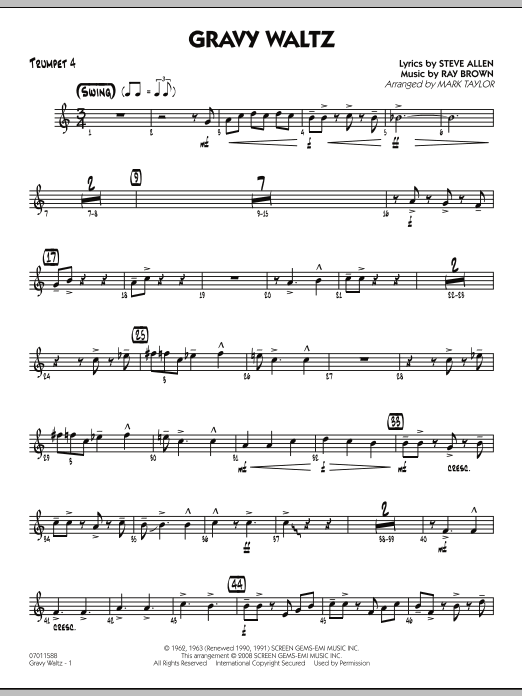 Mark Taylor Gravy Waltz - Trumpet 4 Sheet Music Notes & Chords for Jazz Ensemble - Download or Print PDF