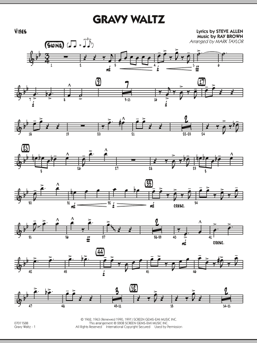 Mark Taylor Gravy Waltz - Vibes Sheet Music Notes & Chords for Jazz Ensemble - Download or Print PDF