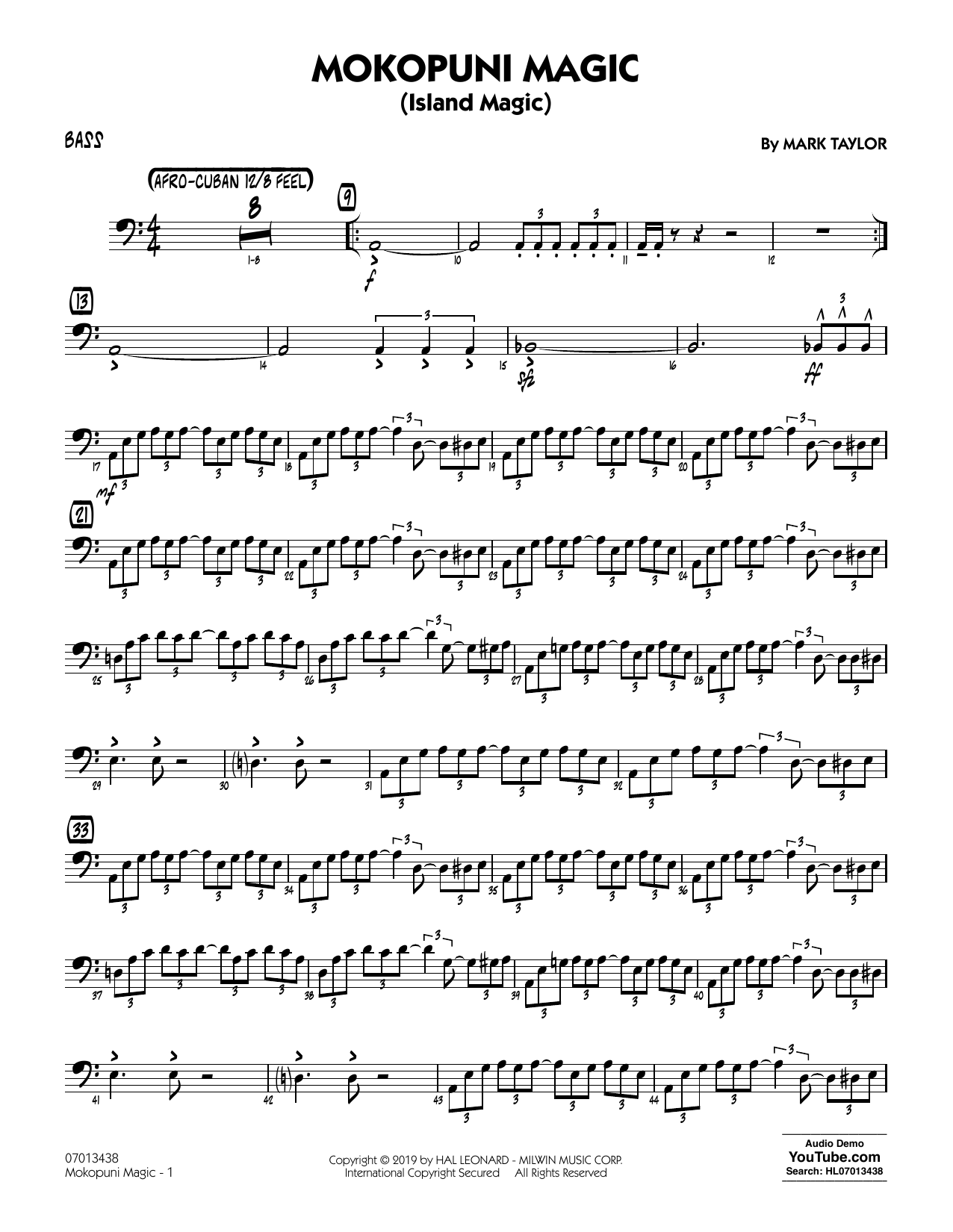 Mark Taylor Mokopuni Magic (Island Magic) - Bass Sheet Music Notes & Chords for Jazz Ensemble - Download or Print PDF