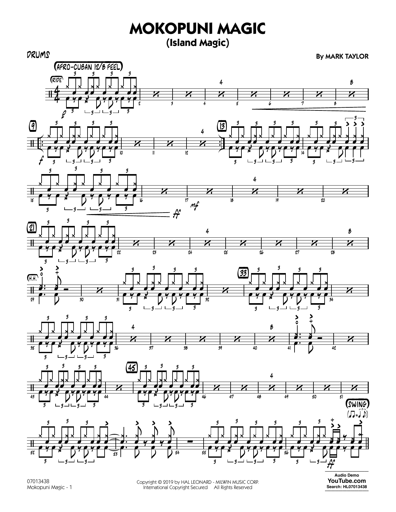 Mark Taylor Mokopuni Magic (Island Magic) - Drums Sheet Music Notes & Chords for Jazz Ensemble - Download or Print PDF