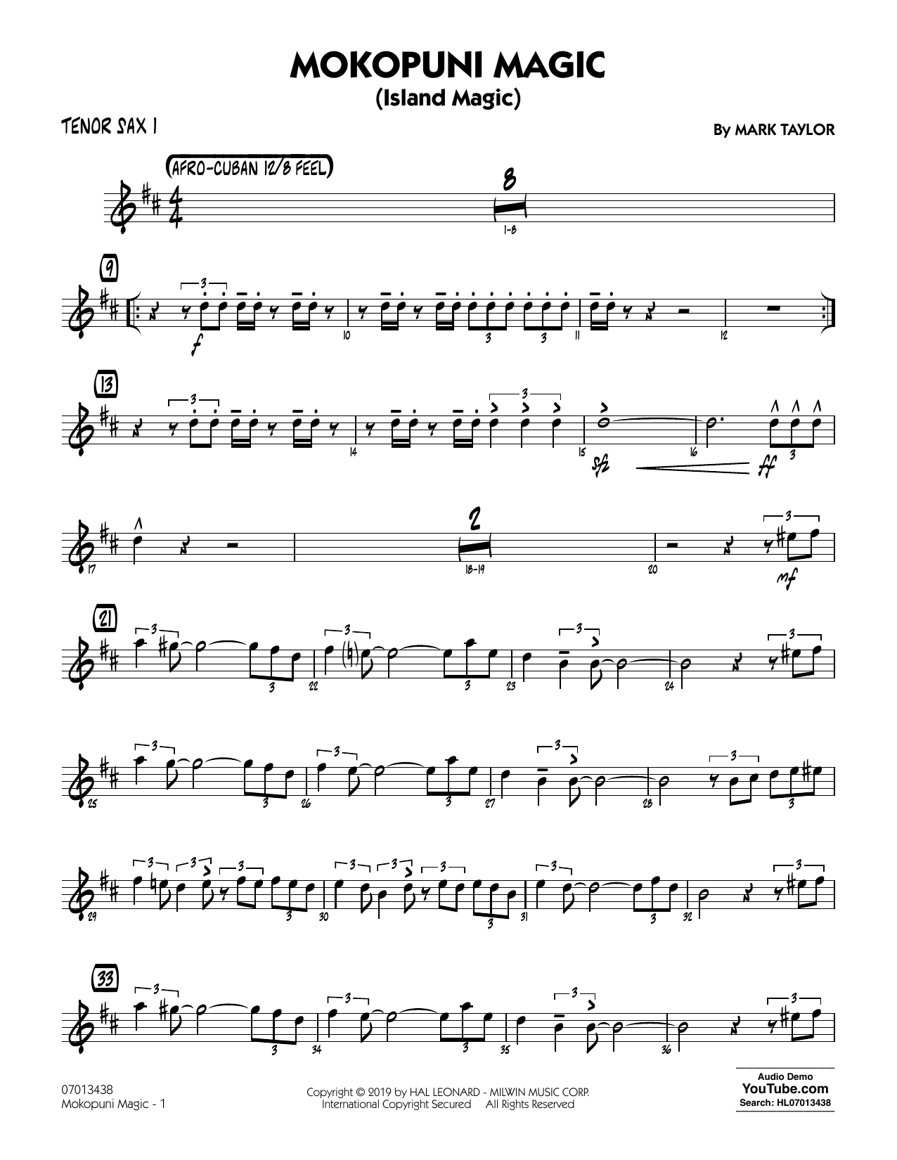 Mark Taylor Mokopuni Magic (Island Magic) - Tenor Sax 1 Sheet Music Notes & Chords for Jazz Ensemble - Download or Print PDF