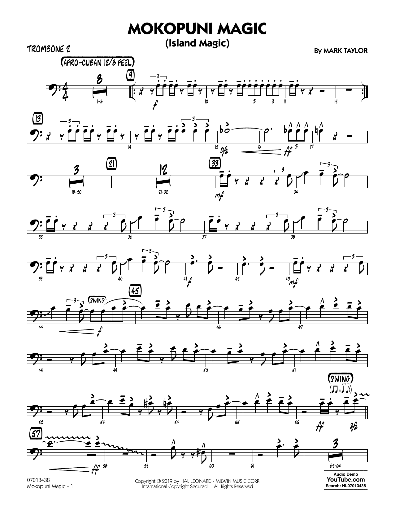 Mark Taylor Mokopuni Magic (Island Magic) - Trombone 2 Sheet Music Notes & Chords for Jazz Ensemble - Download or Print PDF