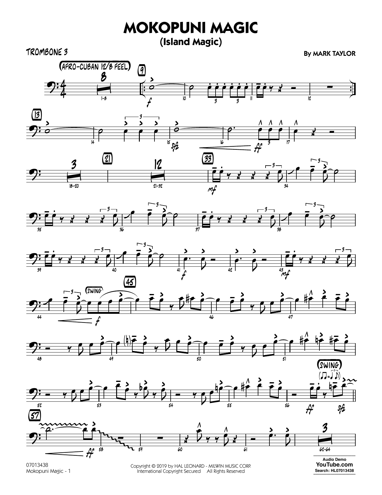 Mark Taylor Mokopuni Magic (Island Magic) - Trombone 3 Sheet Music Notes & Chords for Jazz Ensemble - Download or Print PDF