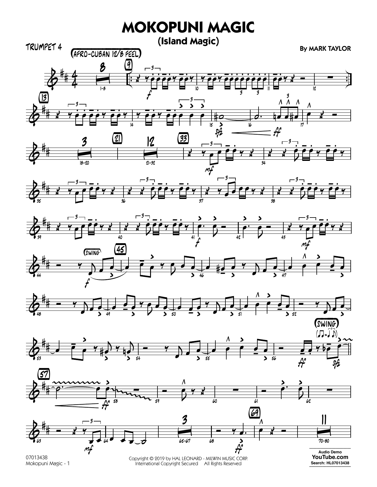 Mark Taylor Mokopuni Magic (Island Magic) - Trumpet 4 Sheet Music Notes & Chords for Jazz Ensemble - Download or Print PDF