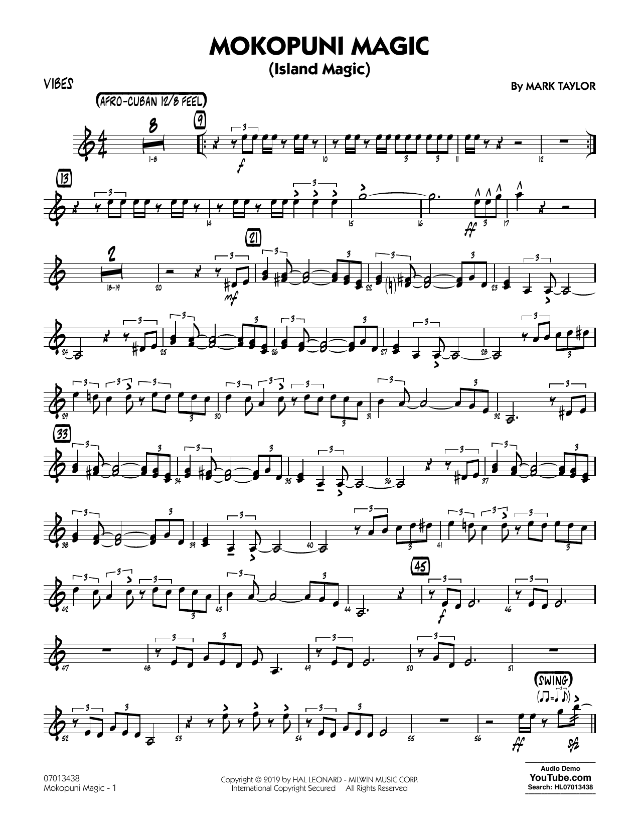 Mark Taylor Mokopuni Magic (Island Magic) - Vibes Sheet Music Notes & Chords for Jazz Ensemble - Download or Print PDF
